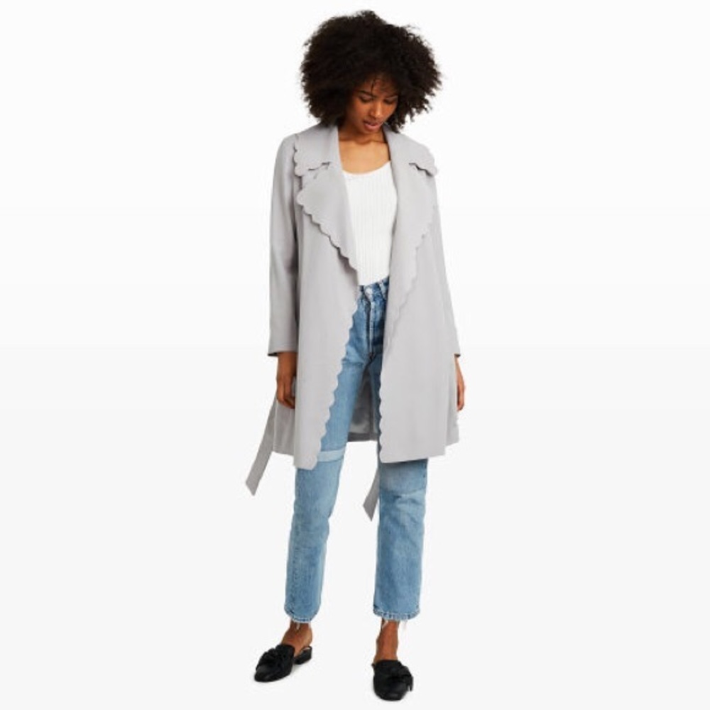 Club Monaco Gray Frederrika Scalloped Trench Coat